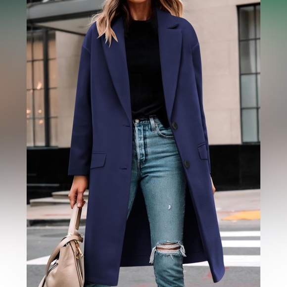 Jackets & Blazers - Women's Blue Long Coat
